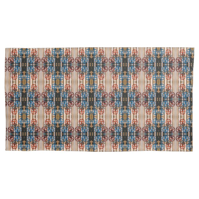 Pipes with red and blue valves small pattern pillowcase (Front)
