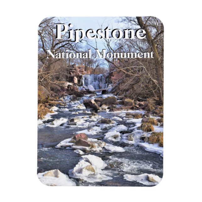 Pipestone Creek, Winnewissa Falls, Winter, MN Magnet (Vertical)