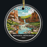 Pipestone National Monument Minnesota Circle Ceramic Ornament<br><div class="desc">Pipestone vector artwork design. The quarries are sacred to many tribal nations of North America and were considered neutral territory in the historic past where all Nations could quarry stone for ceremonial pipes.</div>