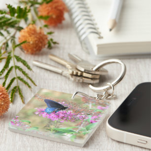 Pipevine Swallowtail on Butterfly Bush Keychain