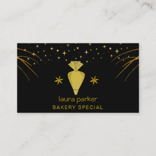 Piping Bag Bakery Pastry Catering Dripping Gold Business Card