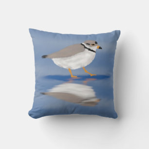 Piping Plover Reflection Throw Pillow
