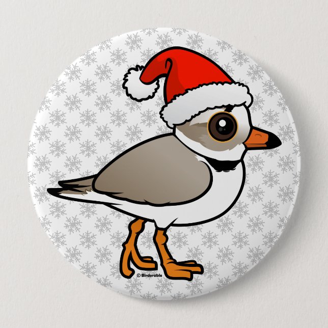 Piping Plover Santa 4 Inch Round Button (Front)