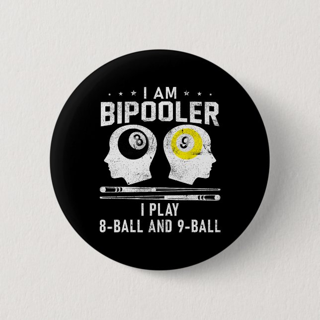 Pipooler Pool Player Pool Cool Billiards 8 And 9 L 2 Inch Round Button (Front)