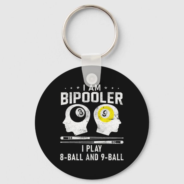 Pipooler Pool Player Pool Cool Billiards 8 And 9 L Keychain (Front)