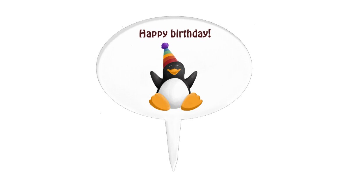 Pique A Gateau Pingouin De Joyeux Anniversaire Zazzle Ca