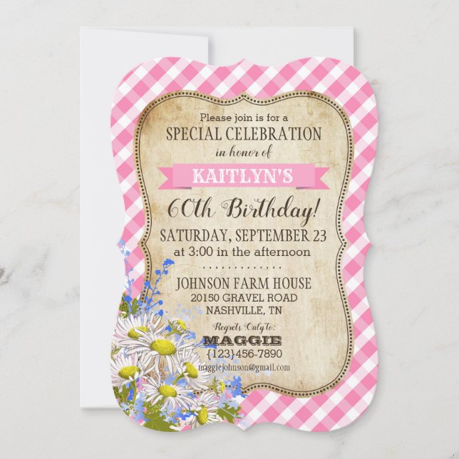 Pique-nique avec Daisy Bouquet Invitation d'annive (Devant)