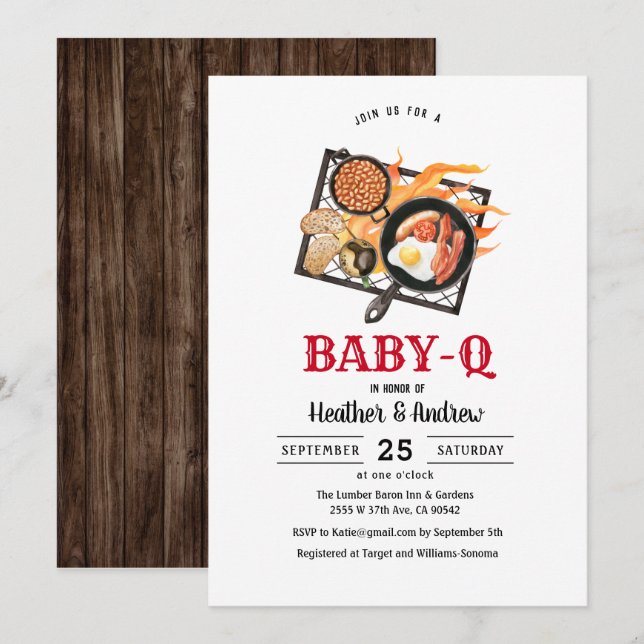 Pique-nique BabyQ Barbecue Baby shower Invitation (Devant / Derrière)