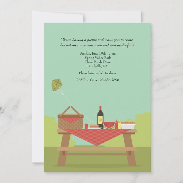 Pique-nique dans le parc Invitation (Devant)