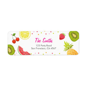 Pique-nique de fruit d'étiquette de adresse de