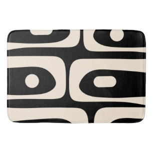 Piquet Mid Century Modern Abstract Pattern Black Bath Mat