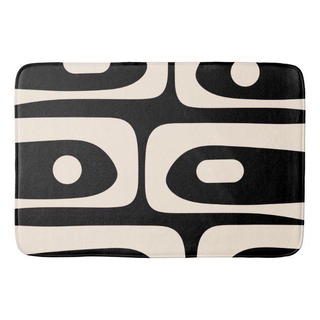Piquet Mid Century Modern Abstract Pattern Black Bath Mat (Front)