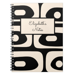 Piquet Midcentury Abstract Minimal Black and Cream Notebook