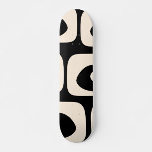 Piquet Midcentury Abstract Minimal Black and Cream Skateboard