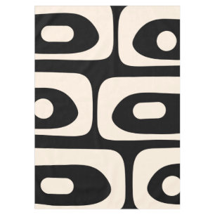 Piquet Midcentury Abstract Minimal Black and Cream Tablecloth