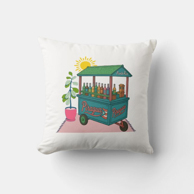 Piragua Puerto Rico Tshirt Throw Pillow (Front)