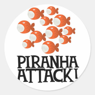 piranha attack! classic round sticker