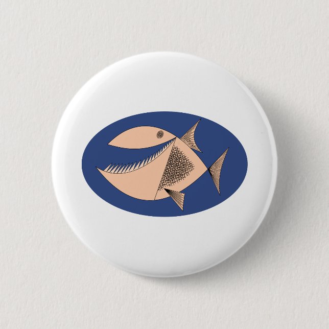 Piranha Fish 2 Inch Round Button (Front)