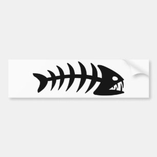 Piranha Fish Bone Bumper Sticker