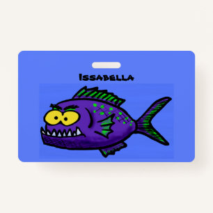 Piranha fish cartoon badge