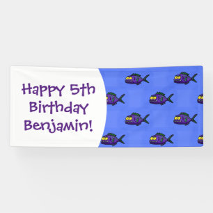 Piranha fish cartoon banner