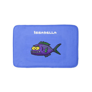 Piranha fish cartoon bath mat