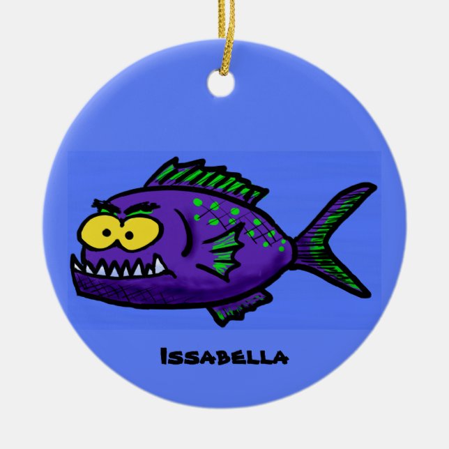 Piranha fish cartoon ceramic ornament (Front)