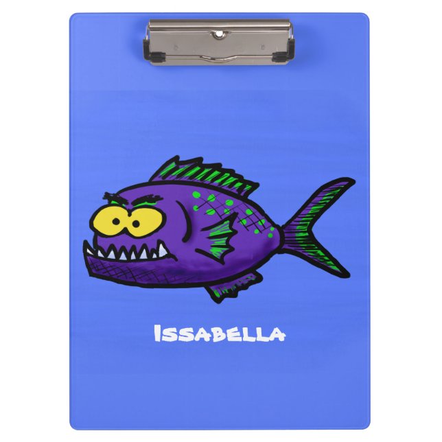 Piranha fish cartoon clipboard (Front)