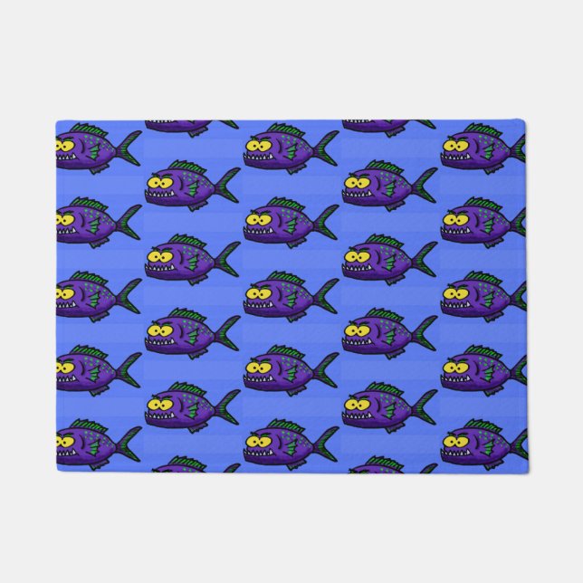 Piranha fish cartoon doormat (Front)