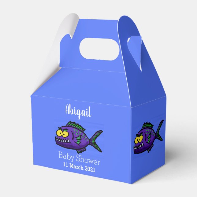 Piranha fish cartoon favor box (Front Side)