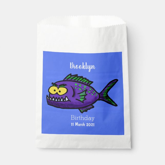 Piranha fish cartoon favour bag (Front)