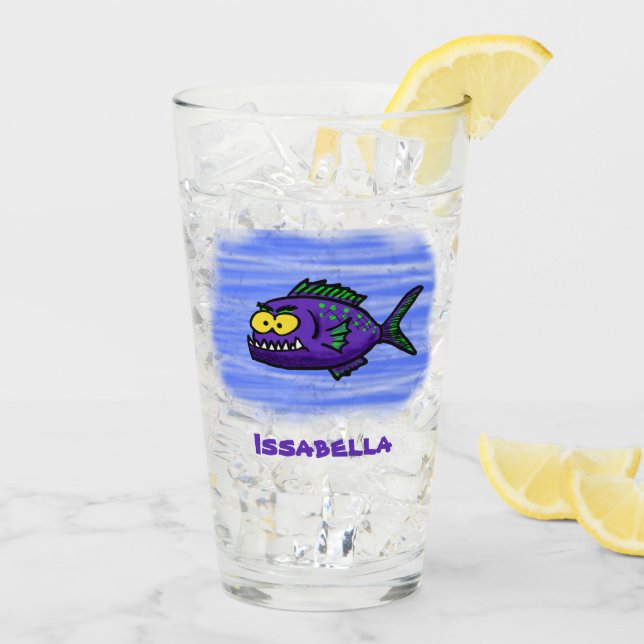 Piranha fish cartoon glass (Back Ice)