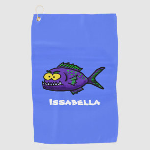 Piranha fish cartoon  golf towel