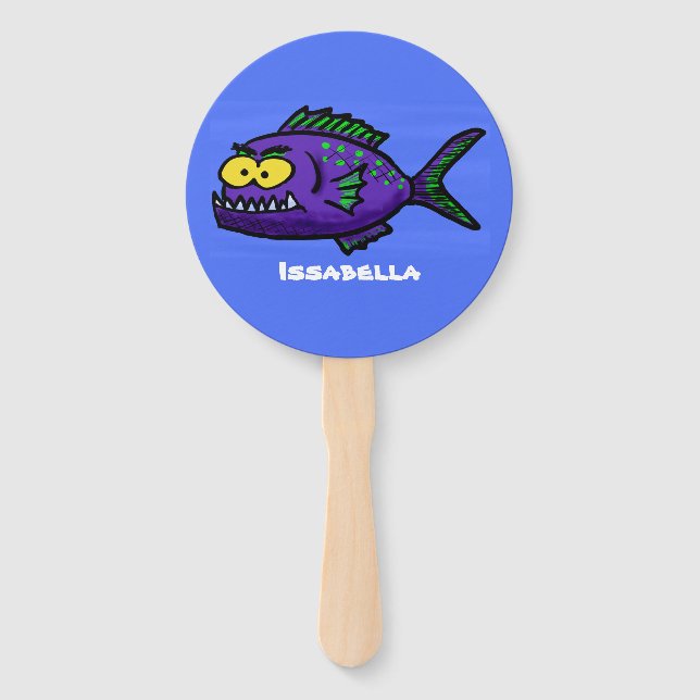 Piranha fish cartoon hand fan (Front)