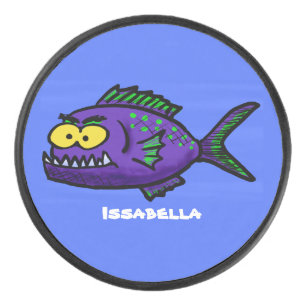 Piranha fish cartoon hockey puck