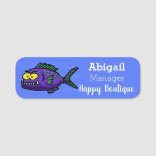 Piranha fish cartoon  name tag