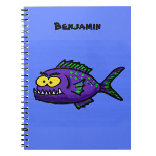 Piranha fish cartoon notebook
