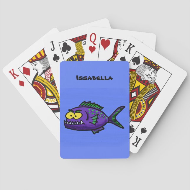 Piranha fish cartoon playing cards (Back)