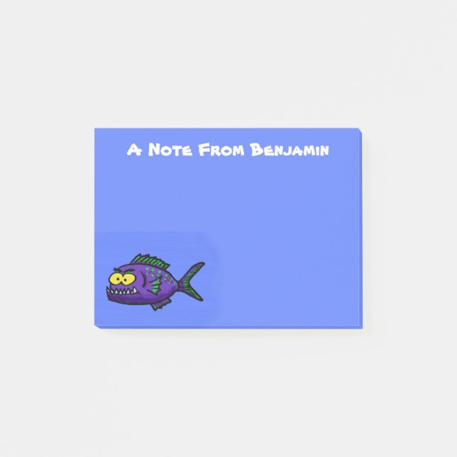 Piranha fish cartoon post-it notes (Front)