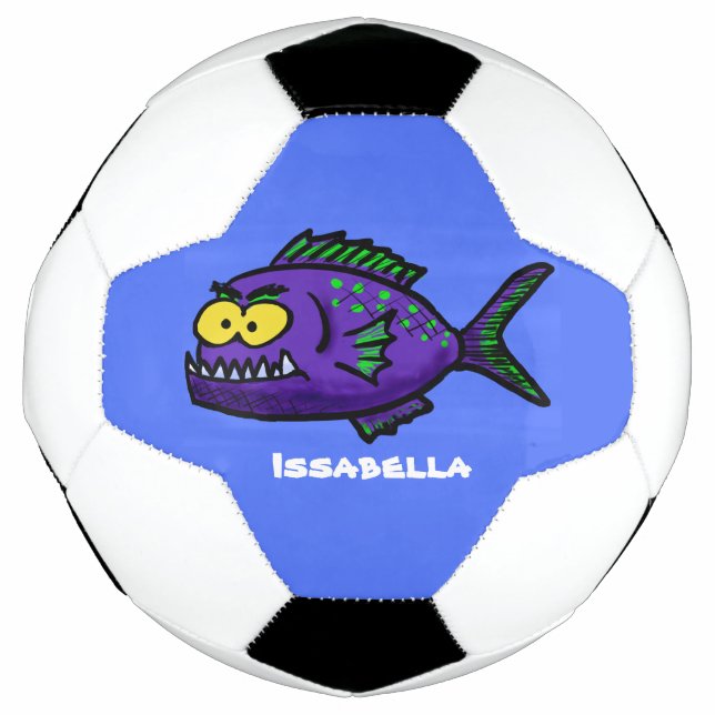 Piranha fish cartoon soccer ball (Front)