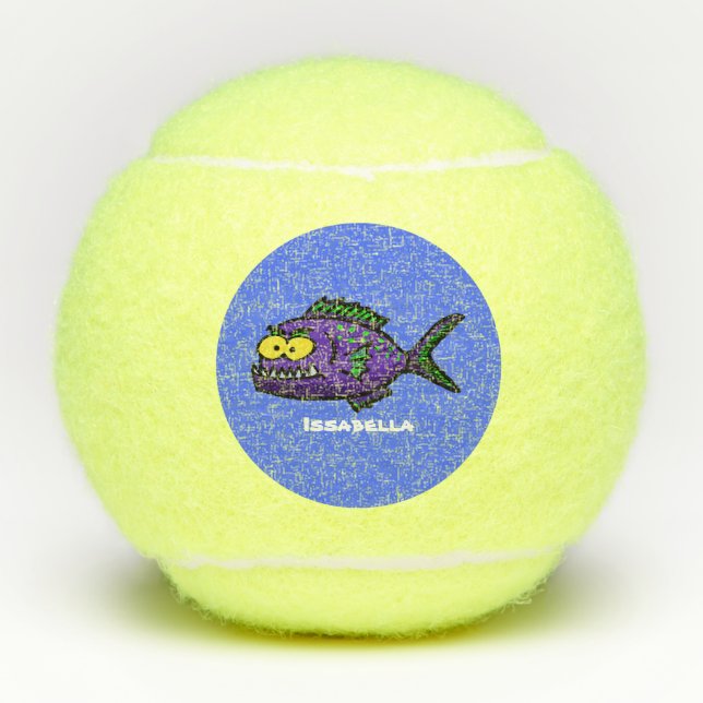 Piranha fish cartoon tennis balls (Front)