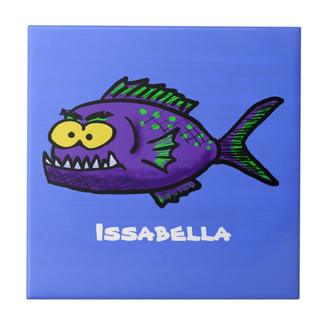 Piranha fish cartoon tile (Front)