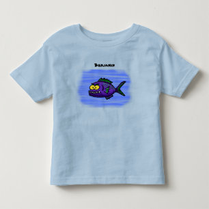 Piranha fish cartoon toddler t-shirt