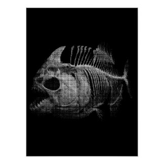 Piranha Fish Skeleton Fishing Gift Poster