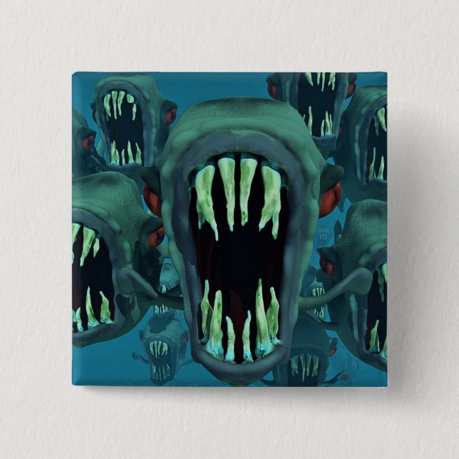 Piranhas Fish Custom Personalize Anniversaries 2 Inch Square Button (Front)