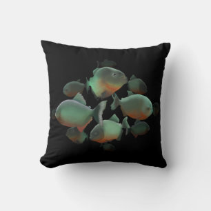 Piranhas Illustration Throw Pillow