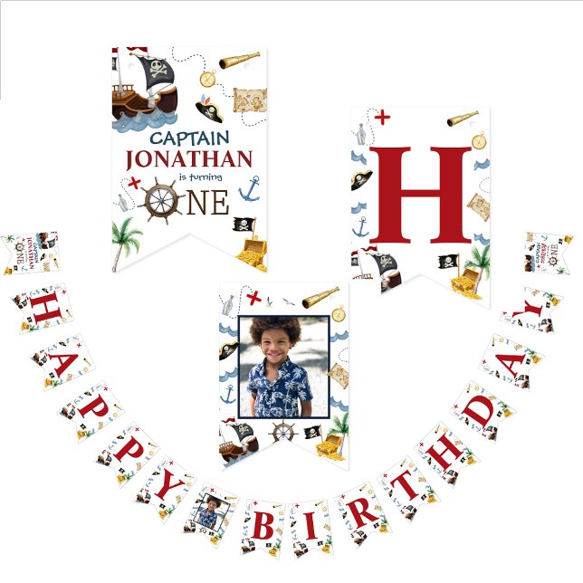 Pirate 1st Happy Birthday Party Bunting Flags (Creator Uploaded)