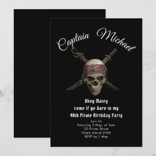 Pirate 40th Birthday Party  Invitation