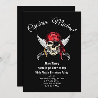 Pirate 50th Birthday Party  Invitation