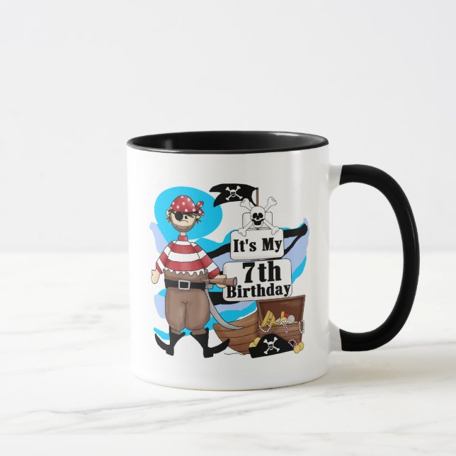 Pirate 7th Birthday Tshirts and Gifts Mug (Right)